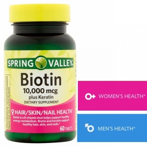 SPRING VALLEY BIOTIN KERATIN 10000 MCG 60 TABLETS 