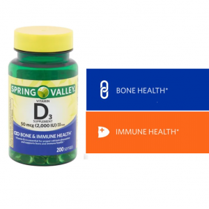 SPRING VALLEY VITAMINA D3 2000 IU 50 MCG 200 SOFTGELS 